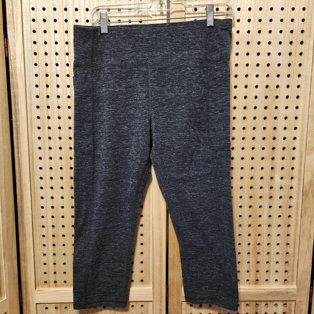 Athletic Works Leggings Womens L Heathered Gray Ankle Stretch Yoga‎ Activewear